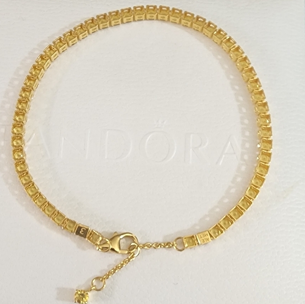 Pandora Sparkling Yellow Tennis Bracelet 14k gold plating - Picture 4 of 7